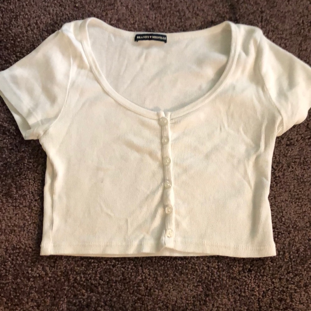White Brandy Melville button down crop top